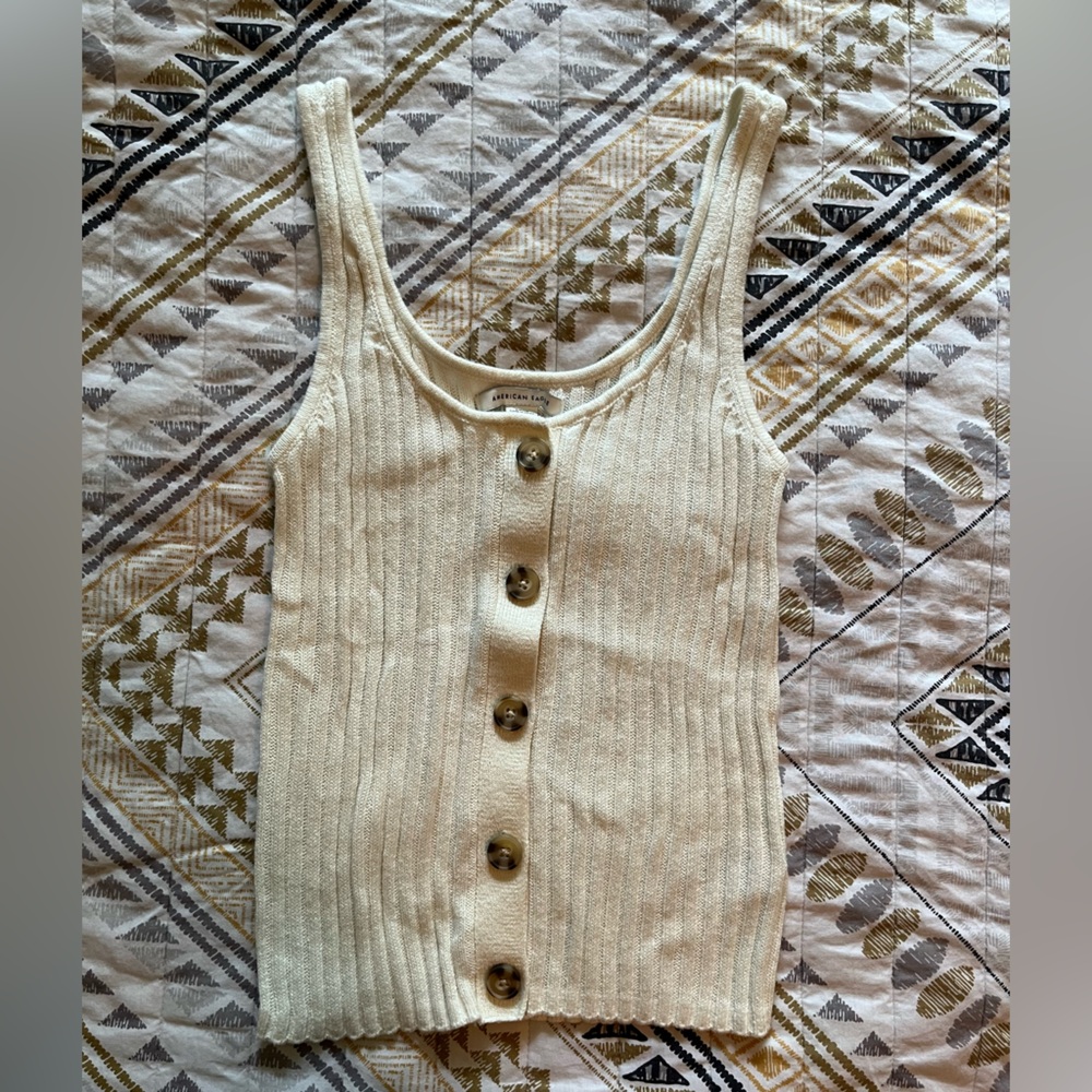 NWOT American Eagle Cream Ribbed Sleeveless Tank Top